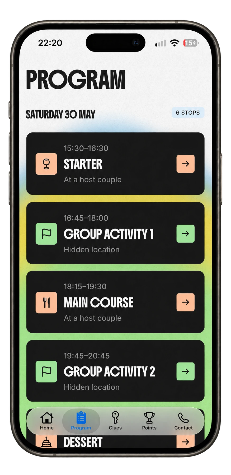Tablehopp – kvällens program
